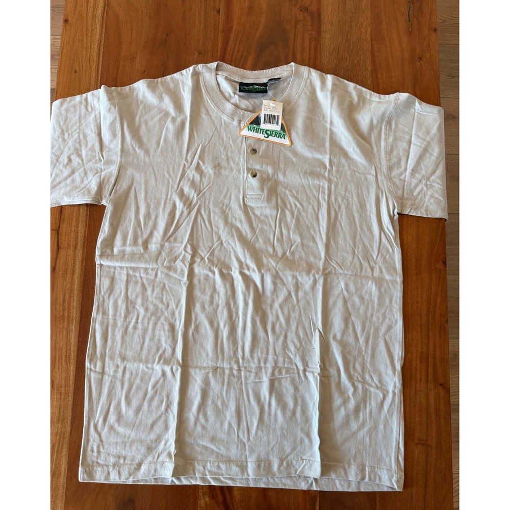 White Sierra Men's 3 Beige Button Short Sleeve Size XL